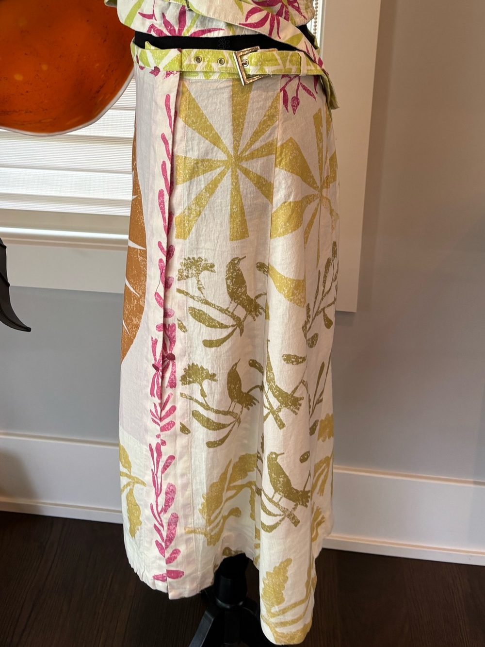 WOOL + NATURE x Celandine by Anthropologie Linen Blend Buckle Wrap Skirt, Sz XXS - Picture 10 of 11